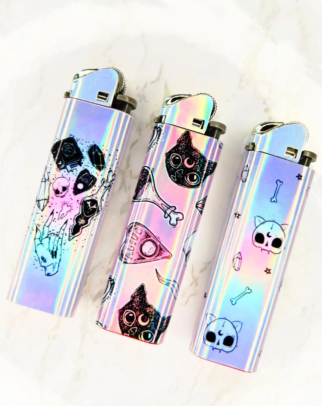 Holographic Pink Goth lighters